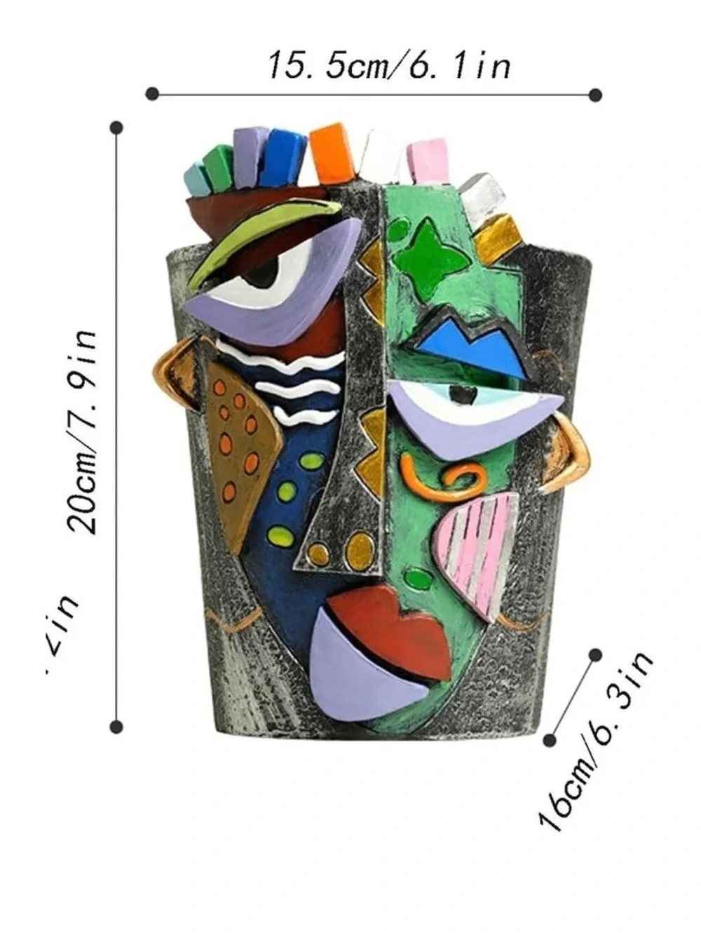 BJVF Picasso Face Planter Pot Abstract Art Colorful Flower Vase with Drainage